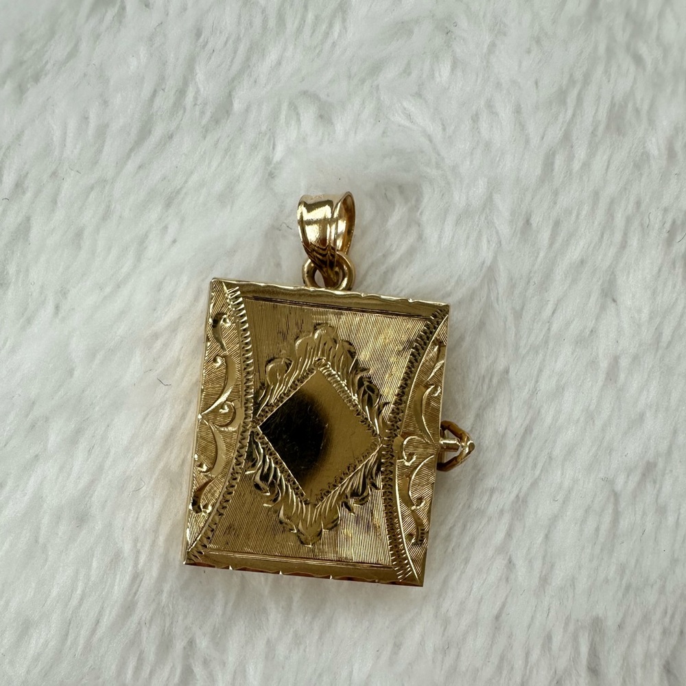 Gold Small Rectangle Book Locket - image 1